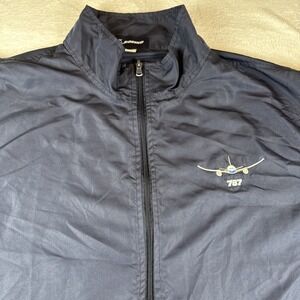 Vintage Boeing 787 Dream Liner Jacket Men's XXL Navy Windbreaker Full Zipper